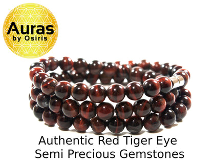 30-Inch Red Tiger Eye Necklace – 8mm Genuine Gemstone Beads for Men & Women